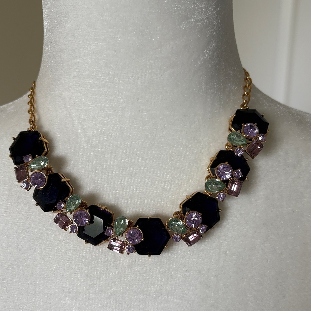 Talbots Elegant Gold and Navy, Lavender and Mint Statement Necklace